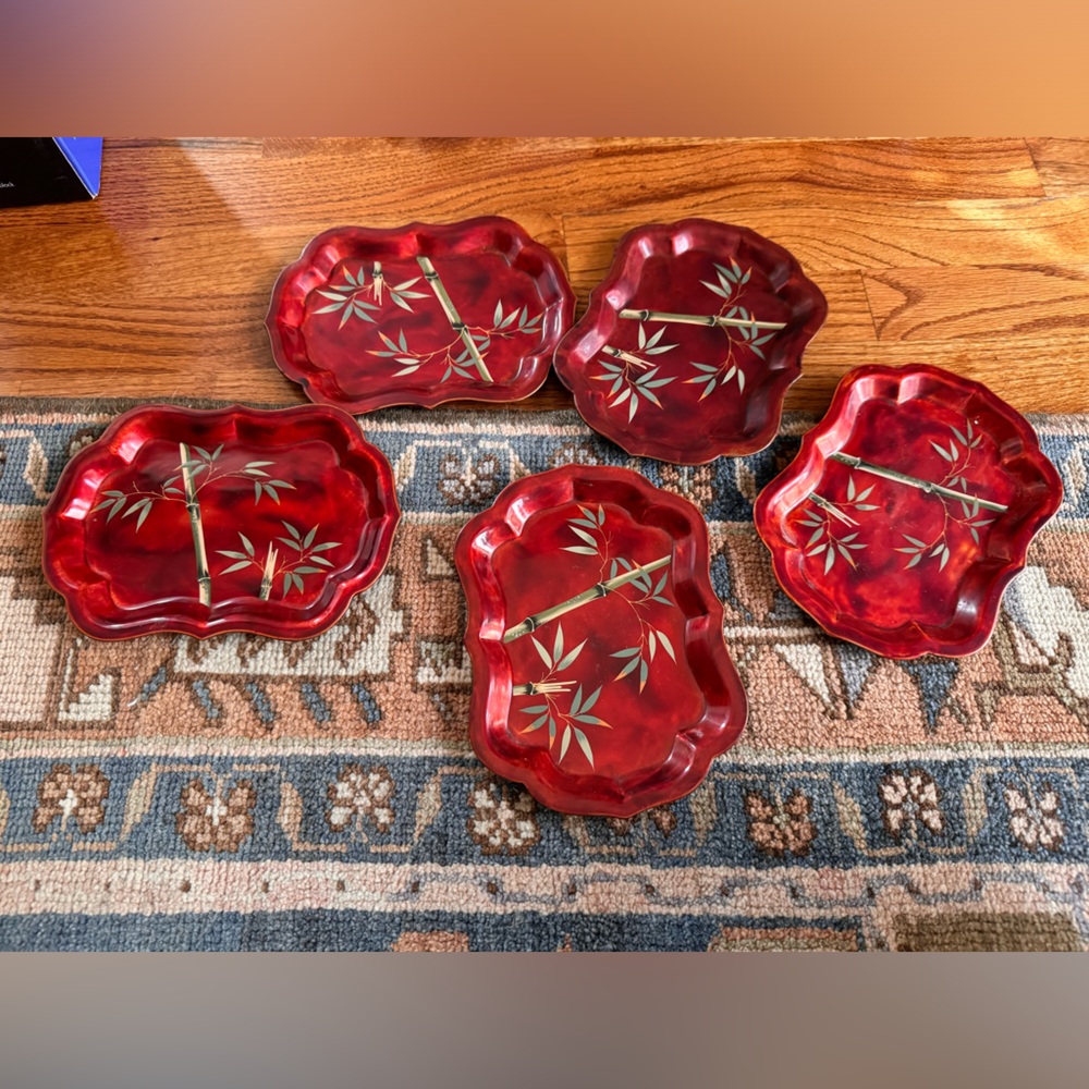 Set of 5 vintage laquerware/enamelware Maruni Japan